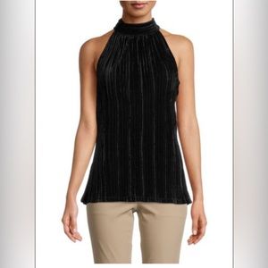 NWT Black velvet halter top Max Studio black velvet blouse size small